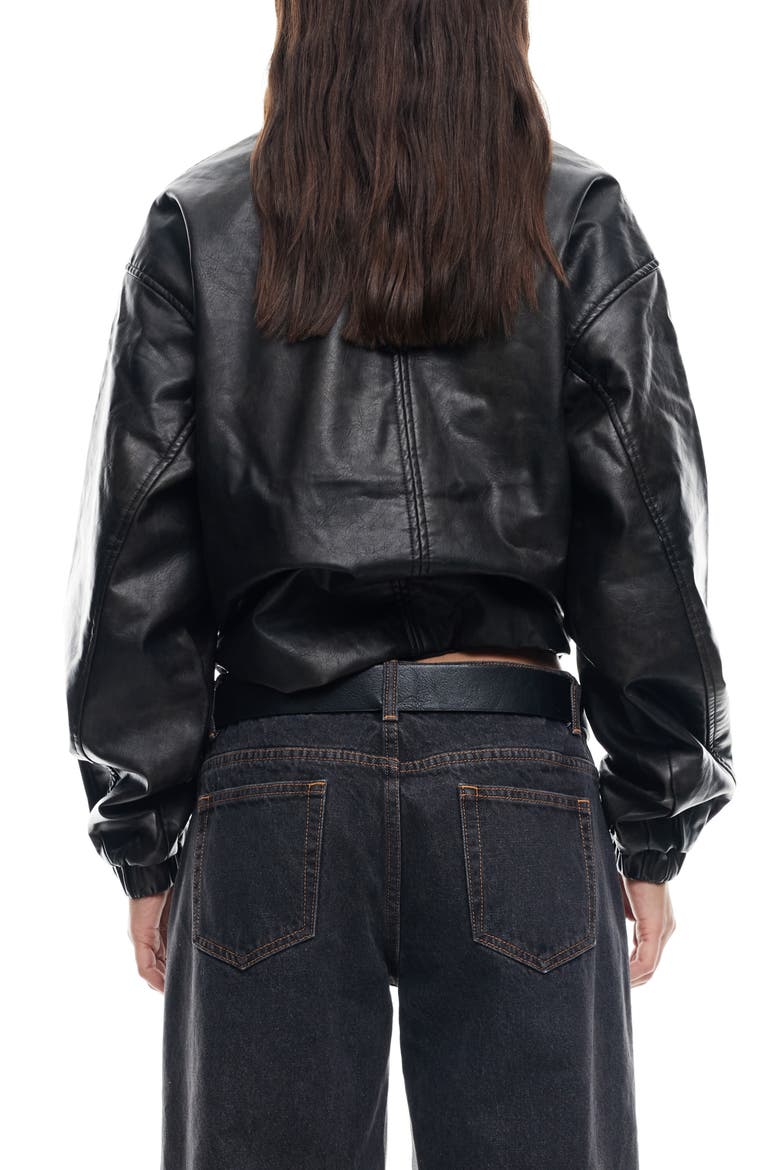 Nirvana Faux Leather Bomber Jacket, Alternate, color, ONYX
