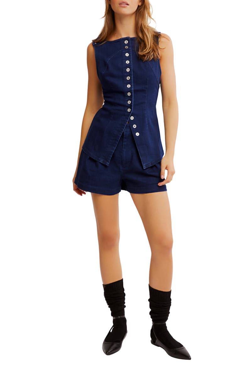 Salone Denim Vest & Shorts Set, Main, color, MIDNIGHT