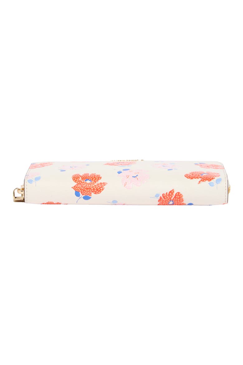Morgan Dotty Floral Embossed Saffiano Leather Zip Continental Wallet, Alternate, color, WHITE MULTI