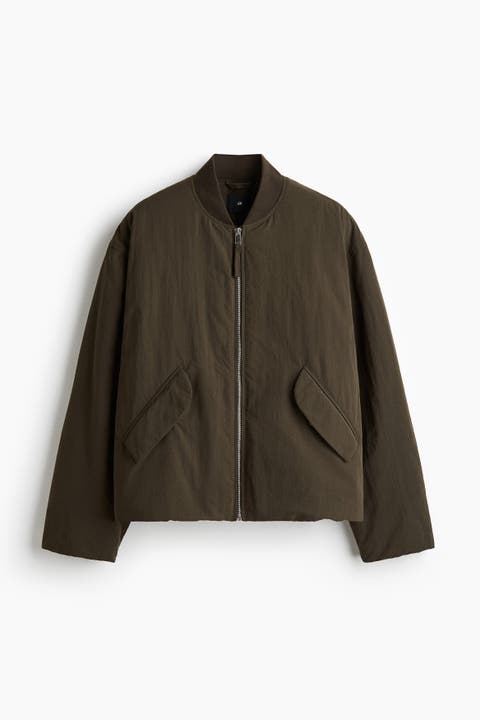 Loose Fit Nylon Bomber Jacket