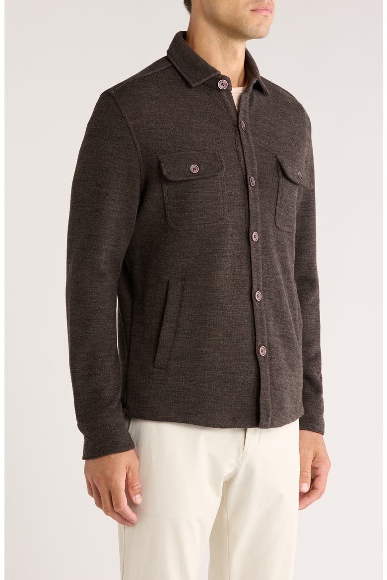 Mezner Wool & Cotton Knit Overshirt, Alternate, color, COFFEE