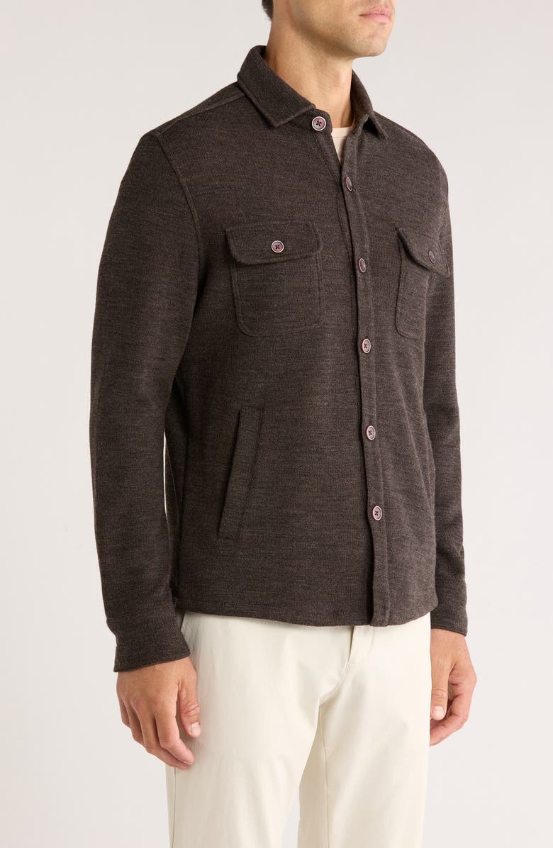 Robert Barakett Mezner Wool & Cotton Knit Overshirt, Alternate, color, Coffee
