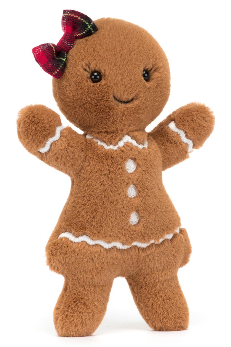 Jolly Gingerbread Ruby Plush Toy, Main, color, BROWN