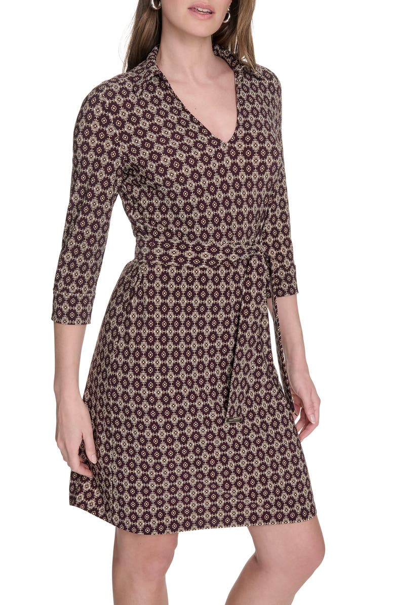 Tommy Hilfiger Collared Tie Belt Fit & Flare Dress, Alternate, color,