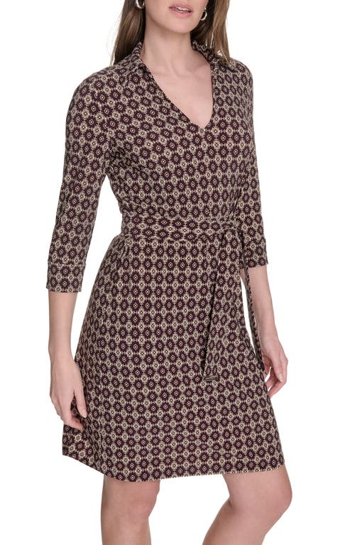 Tommy Hilfiger Women's Belted Jersey Fit & Flare Dress In Brown
