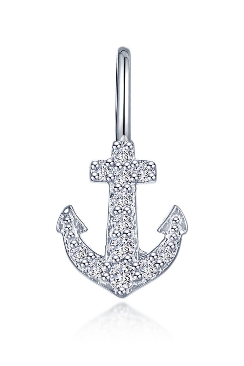 Anchor Pavé Simulated Diamond Charm, Main, color, SILVER