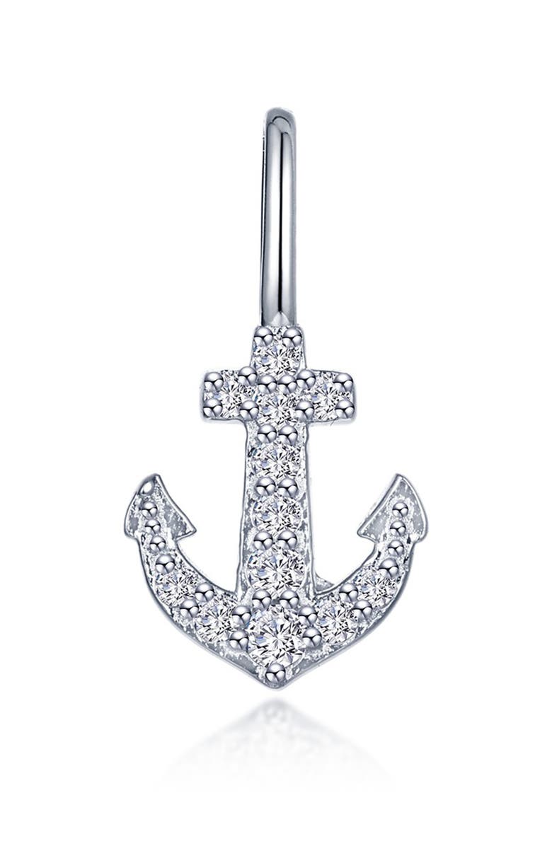 Lafonn Anchor Pavé Simulated Diamond Charm, Main, color, Silver