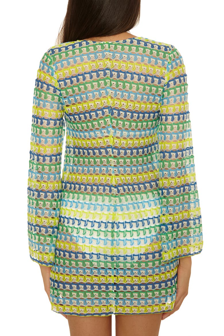 Utopia Long Sleeve Open Stitch Cover-Up Tunic, Alternate, color, GREEN APPLE