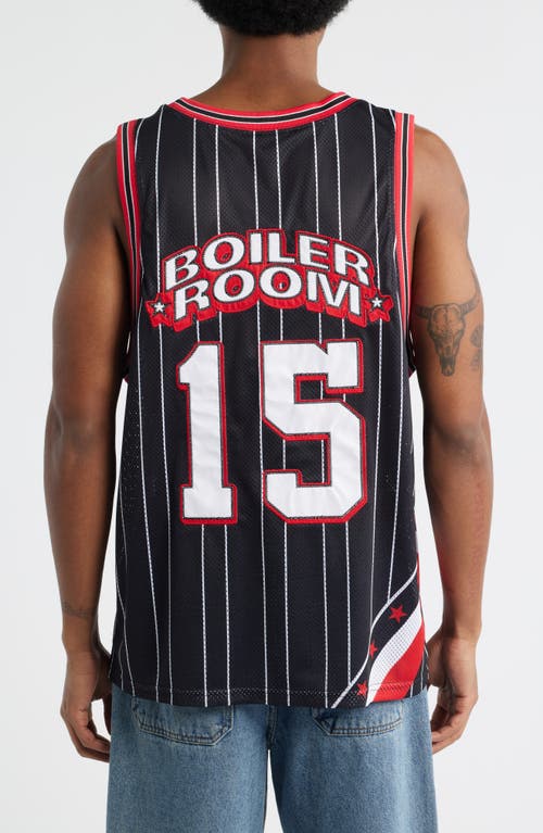 Boiler Room Graphic Mesh Basketball Jersey In Black