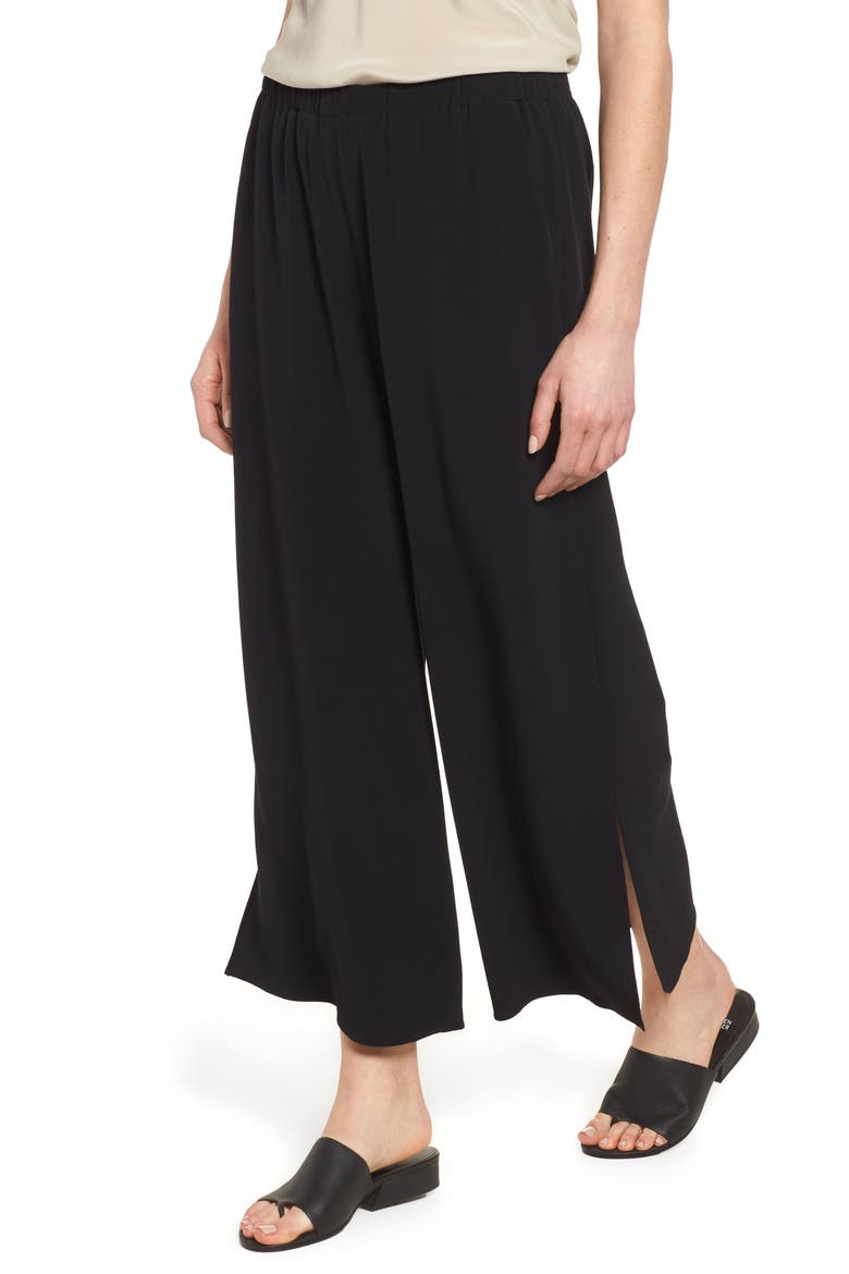 Wide Leg Ankle Pants, Alternate, color, BLACK