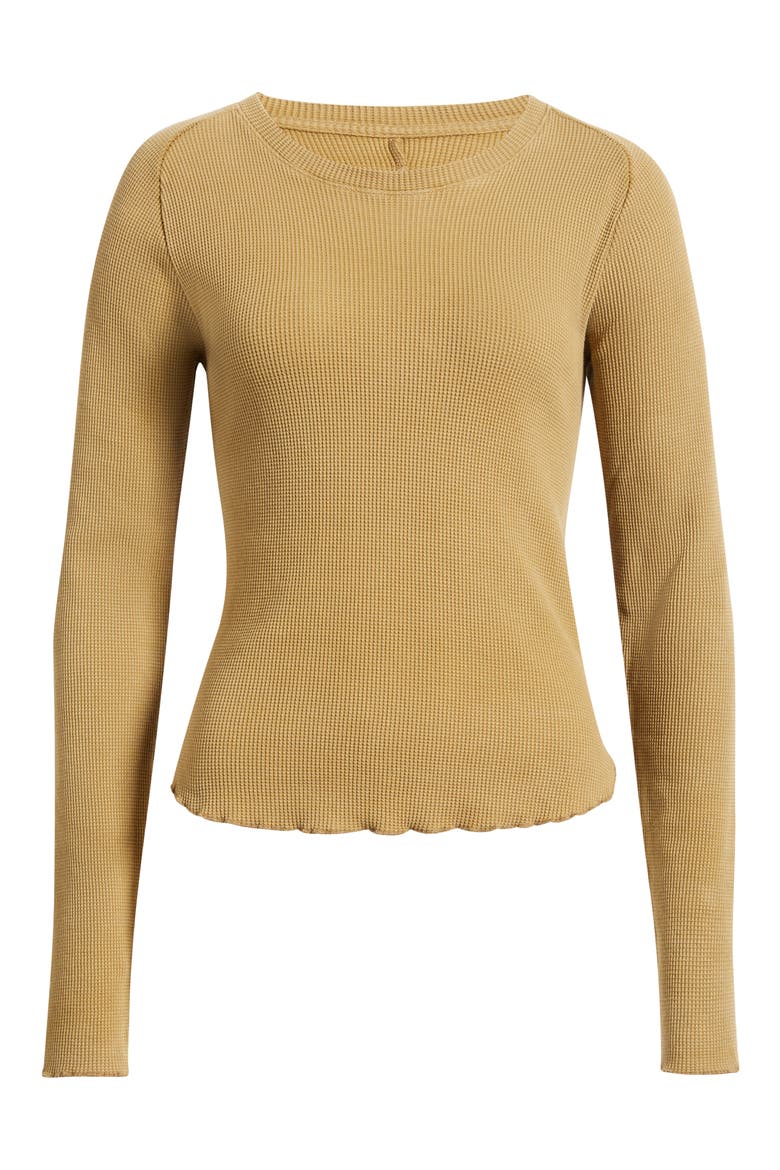 Easy Does It Long Sleeve Waffle Knit Cotton T-Shirt, Alternate, color, GOLDEN EAGLE
