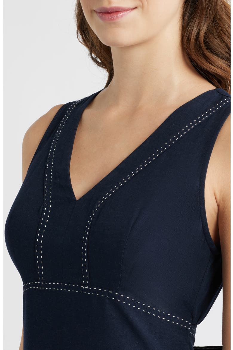 Contrast Stitch Sleeveless Tie Back Dress, Alternate, color, DARK NAVY