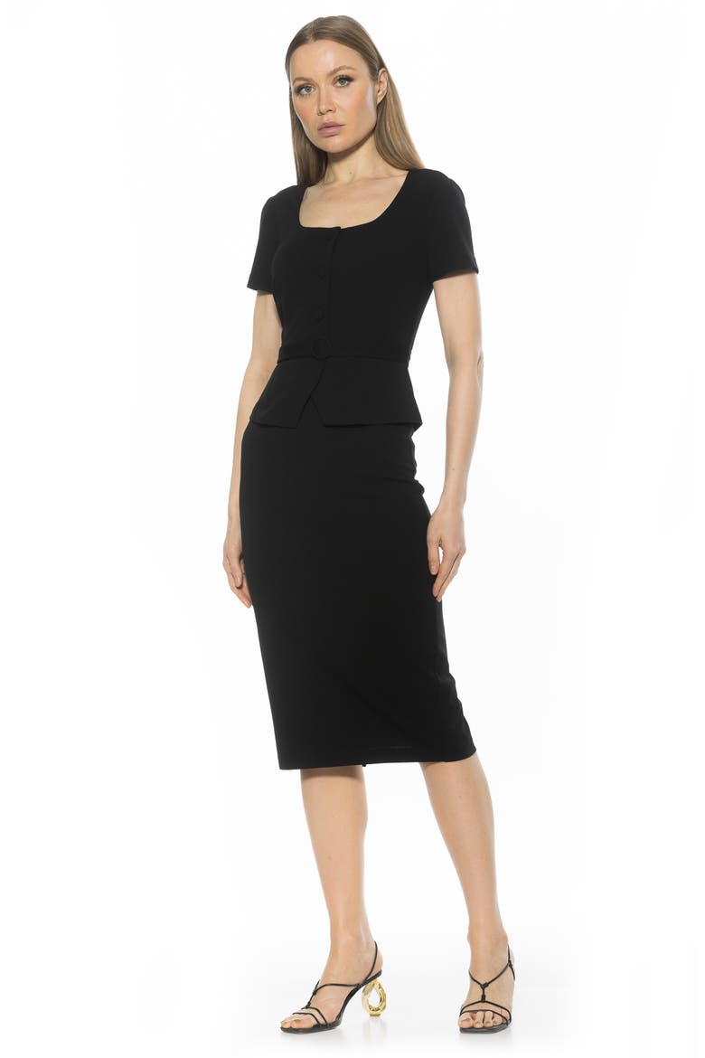 Vance Peplum Sheath Dress, Alternate, color, BLACK