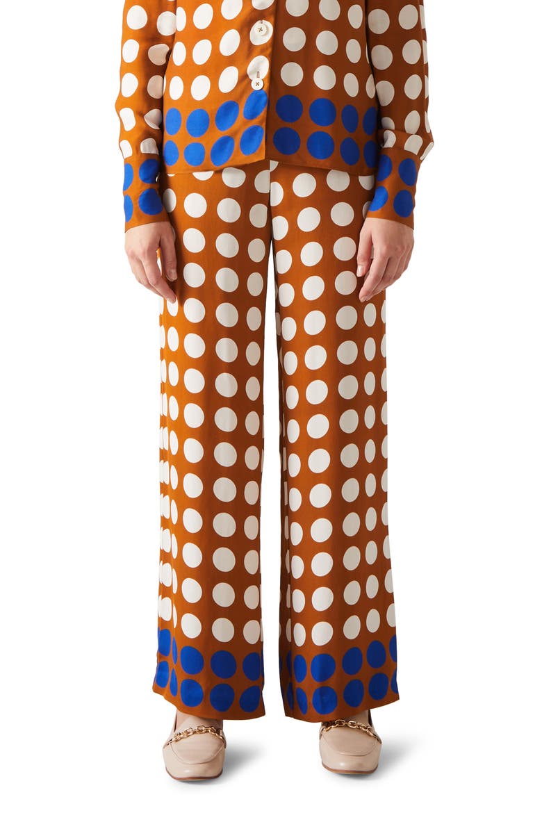 Elise Polka Dot Wide Leg Pants, Main, color, GOLD MULTI