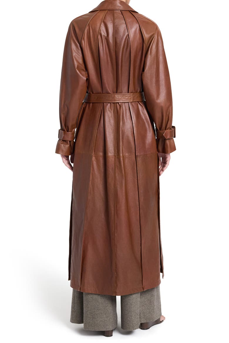 Unfinished Business Leather Trench Coat, Alternate, color, CIGAR
