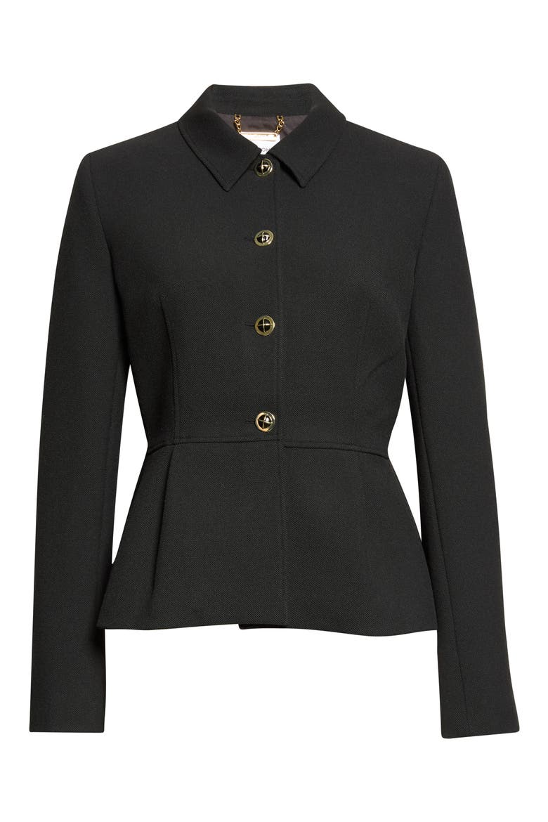 Palais Stretch Suiting Peplum Jacket, Main, color, BLACK