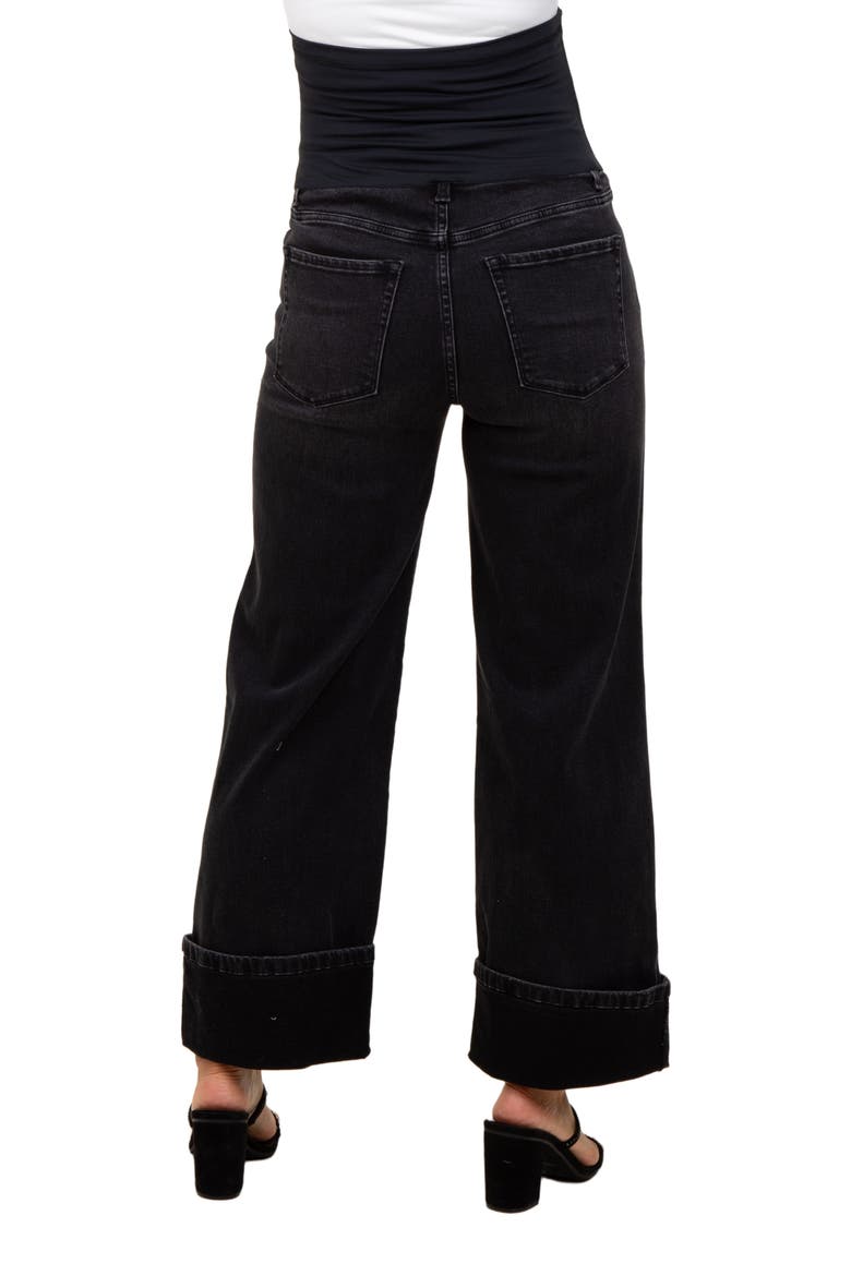 Cuffed Relaxed Wide Leg Maternity Jeans, Alternate, color, Black