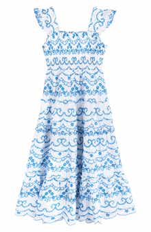 Rare Editions Kids' Floral Embroidered Tiered Dress