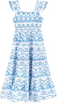 Rare Editions Kids' Floral Embroidered Tiered Dress