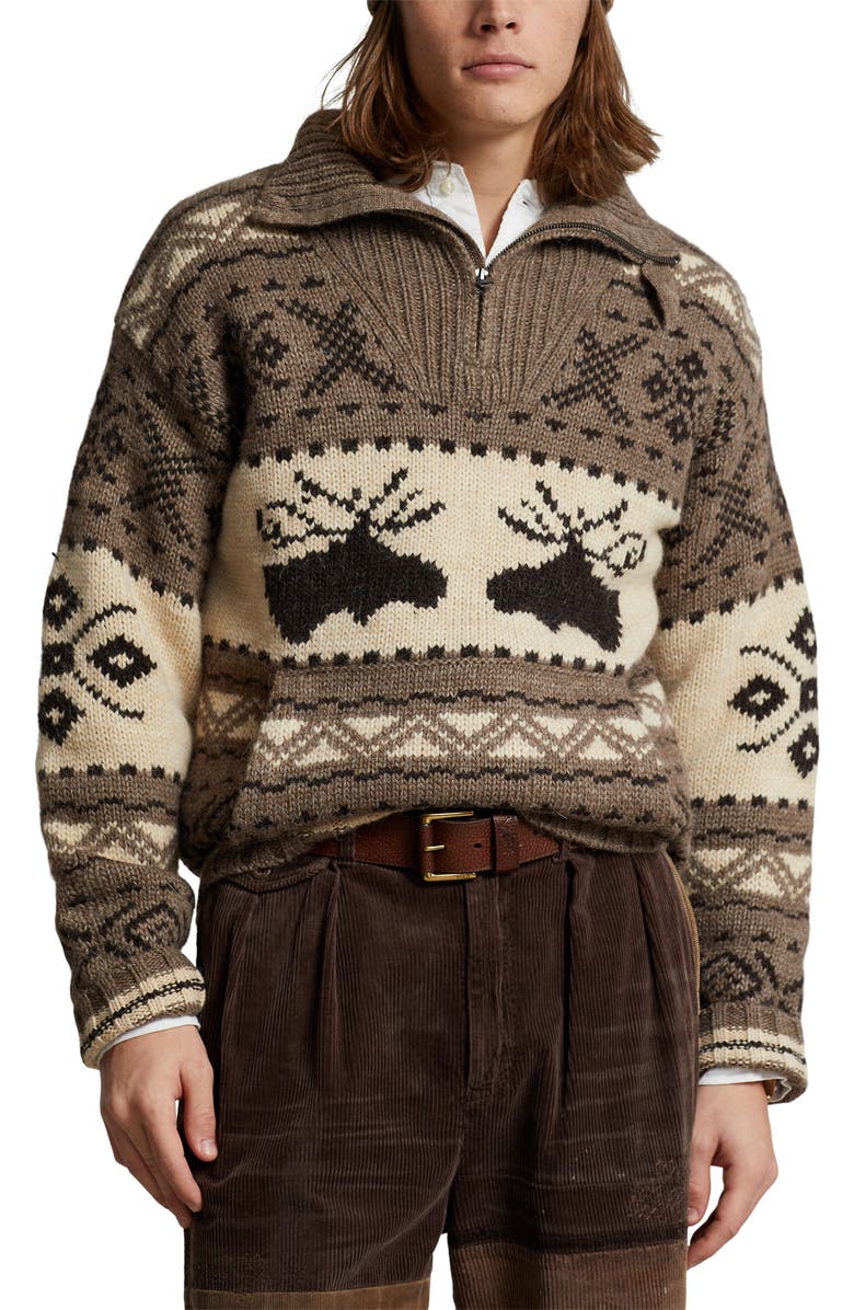 Polo Ralph Lauren Quarter Zip Wool Blend Pullover, Main, color, 