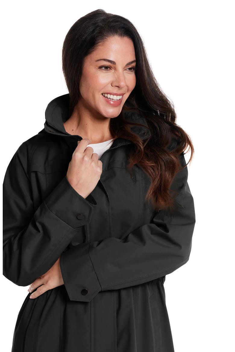 Water Resistant Raincoat with Removable Hood, Alternate, color, BLACK