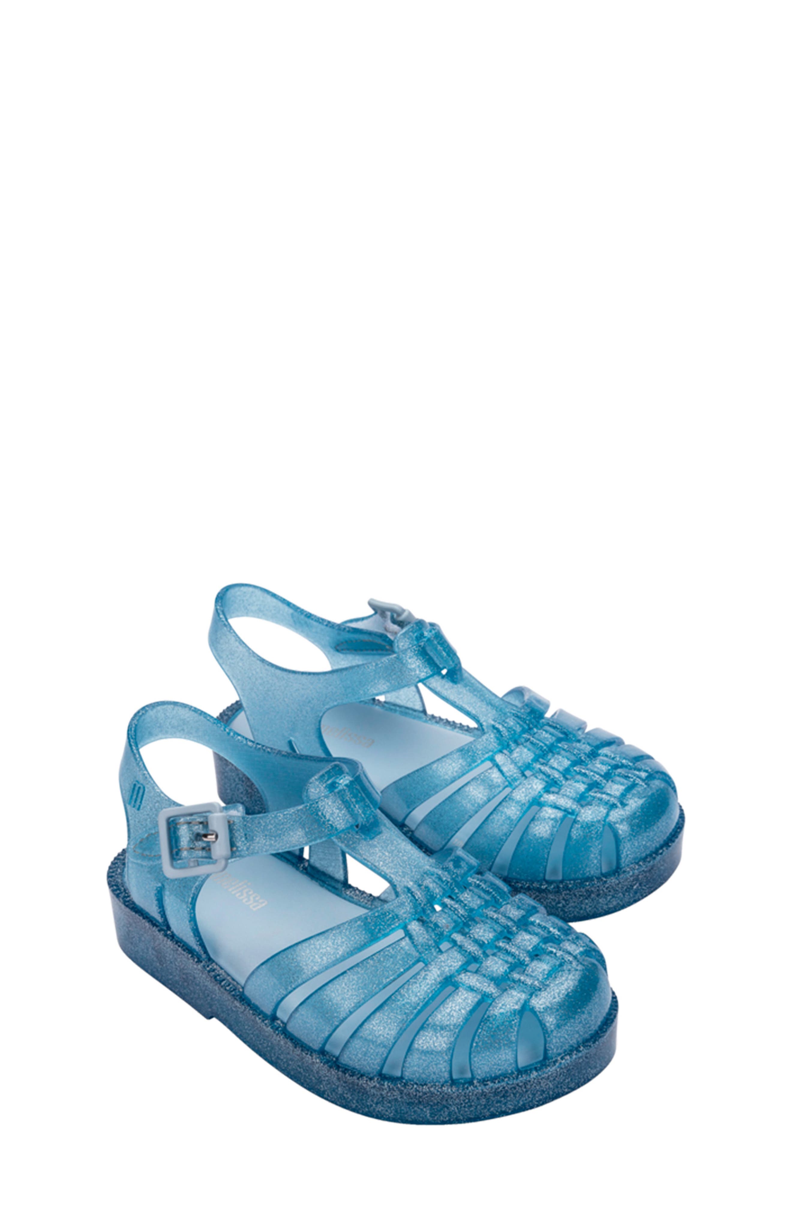 Mini Melissa Kids Mini Posses Sandal, Main, color, Blue Glitter