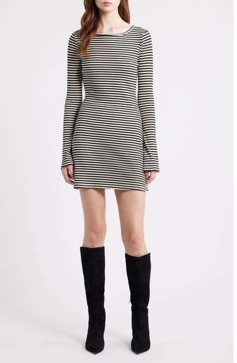 BRYANNA L/S MINI DRESS BLK/WHT