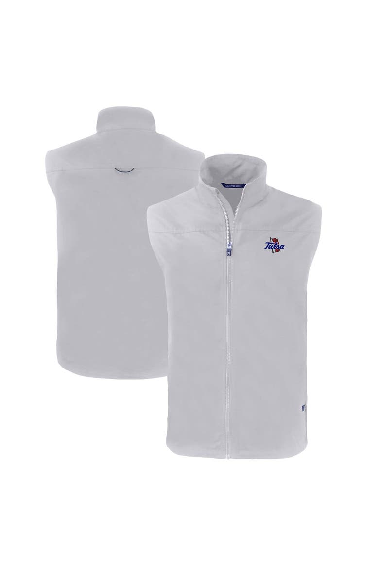 Men's Cutter & Buck  Gray Tulsa Golden Hurricane Charter Eco Recycled Full-Zip Vest, Alternate, color, Gray