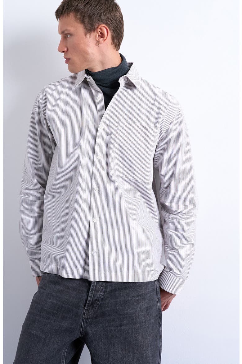 Relaxed Fit Stripe Cotton Button-Up Shirt, Alternate, color, ECRU MULTI