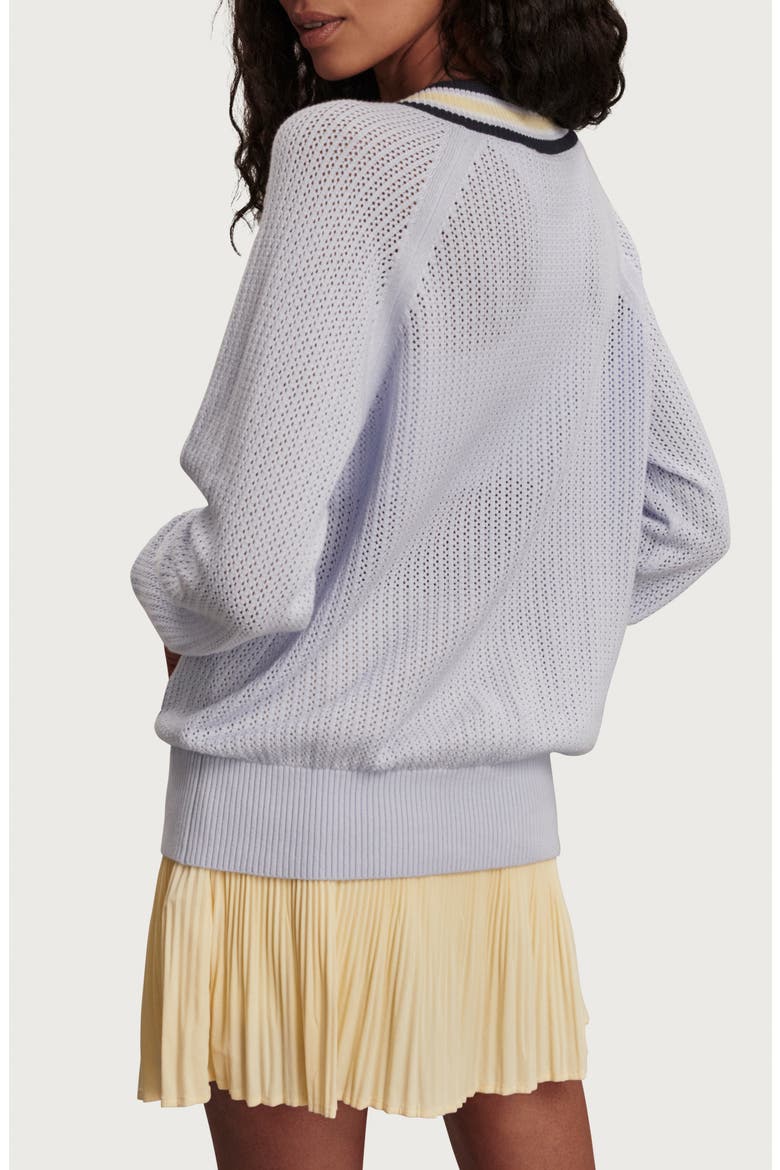 Maurice Open Stitch Cotton V-Neck Sweater, Alternate, color, XENON BLUE