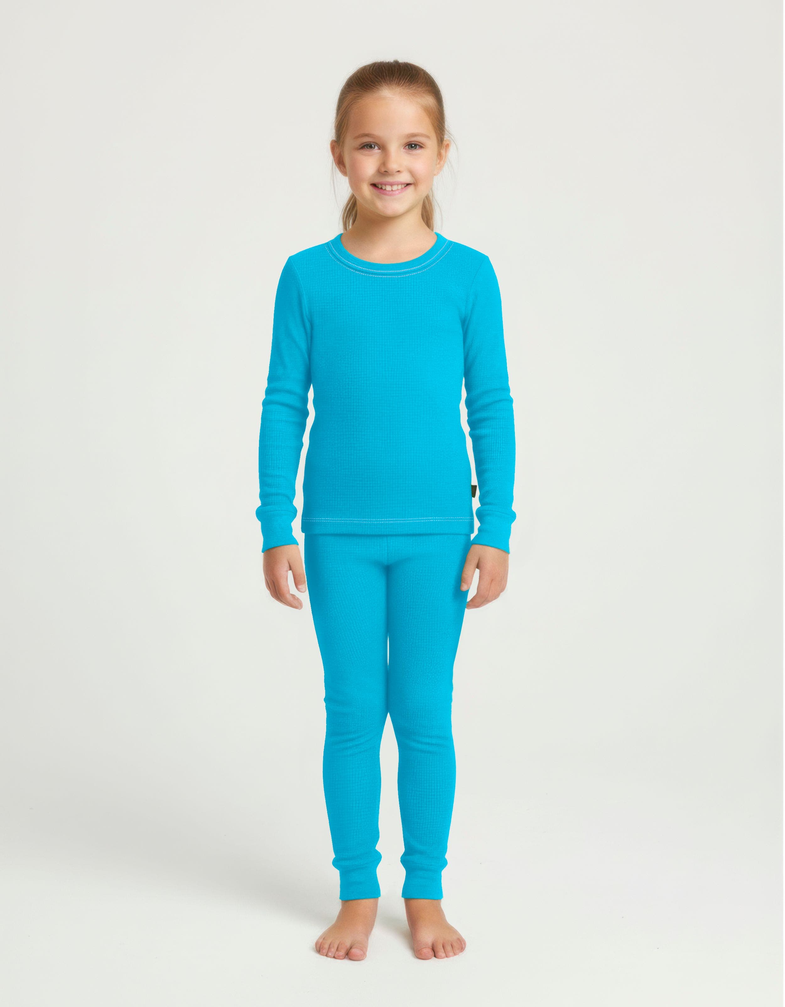 City Threads Kids'  Girls Soft & Cozy Thermal Long Johns 2-piece Set In Blue