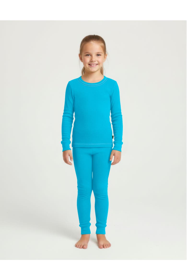 Baby Girls Soft & Cozy Thermal Long Johns 2-Piece Set, Main, color, Turquoise