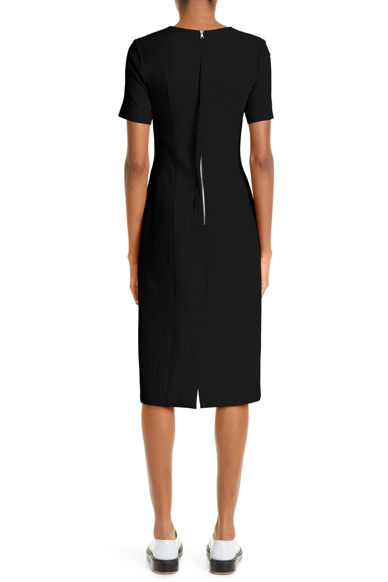 Short Sleeve Crepe Sheath Dress, Alternate, color, BLACK