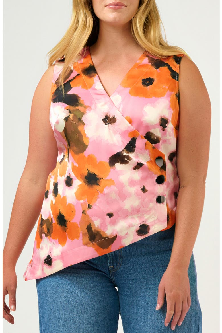 Freya Sleeveless Wrap Top, Main, color, PEONY/ MANDARIN