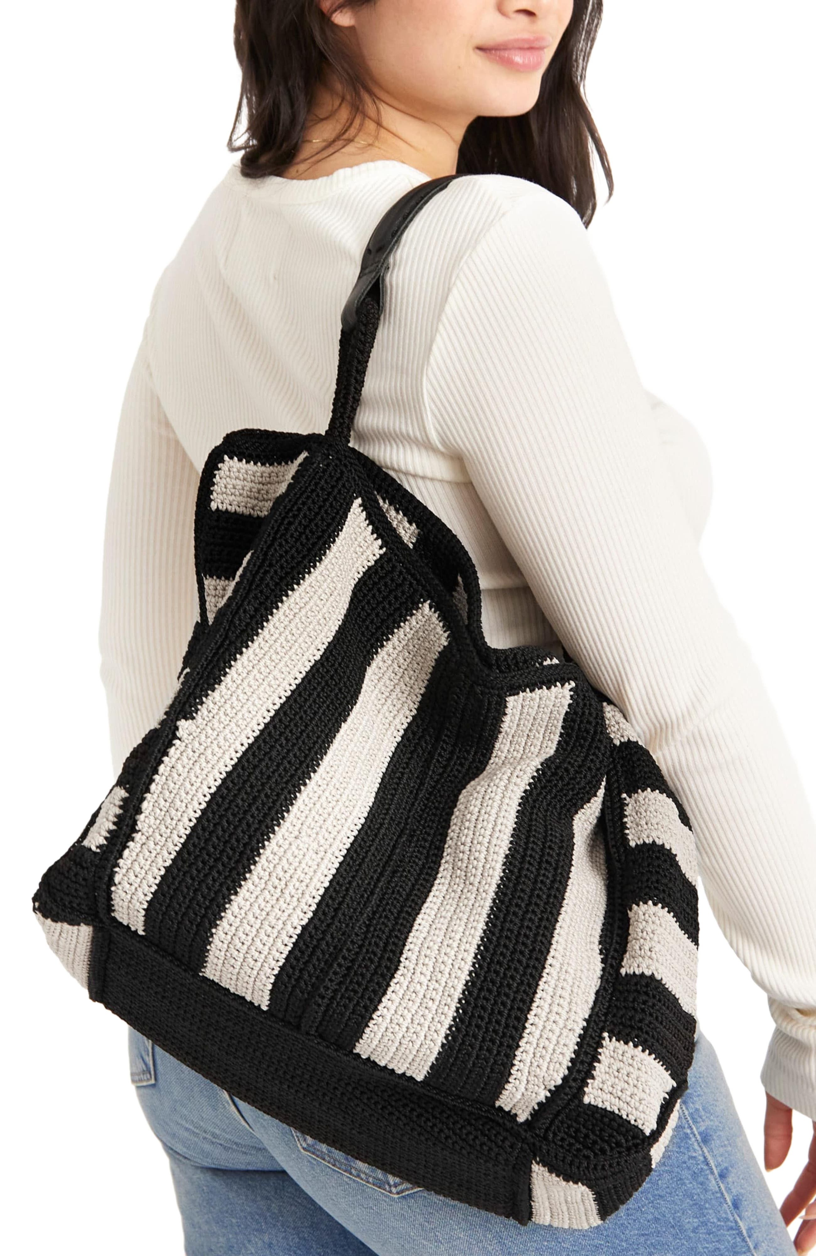 The Sak Los Feliz Large Tote Leather Bag, Alternate, color, Black Stripe