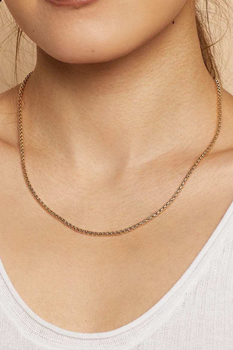 14K Gold Round Bodega Chain Necklace, Alternate, color, Yellow Gold