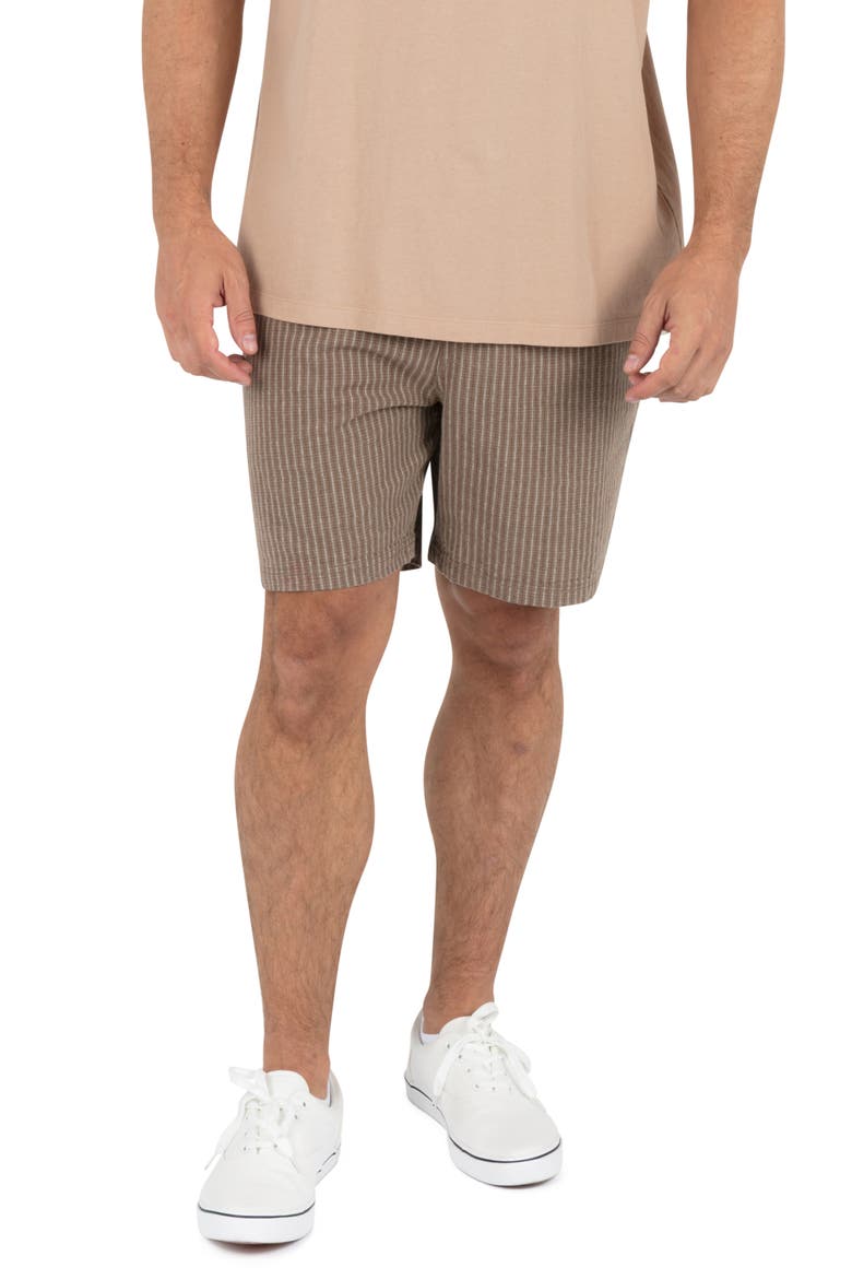 Raleigh Volley Stripe Cotton & Linen Drawstring Shorts, Main, color, WOODSIDE