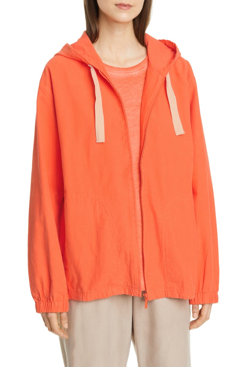 Eileen Fisher Organic Cotton Hooded Zip Jacket, Alternate, color, 