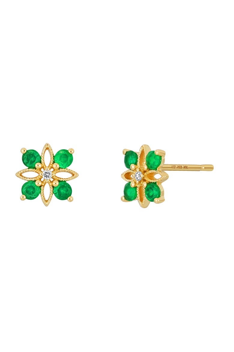 El Mar 18k Gold Emerald Stud Earrings, Main, color, 18K YELLOW GOLD
