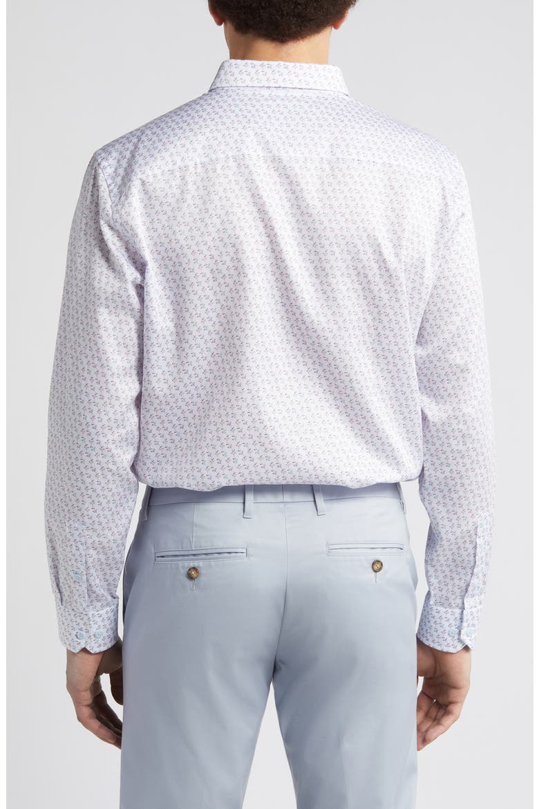 Cocktail Print Cotton Button-Up Shirt, Alternate, color, PINK/BLUE