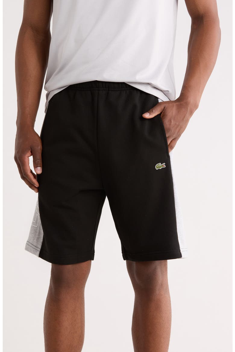 Colorblock Sweat Shorts, Main, color, BLACK/ SILVER CHINE
