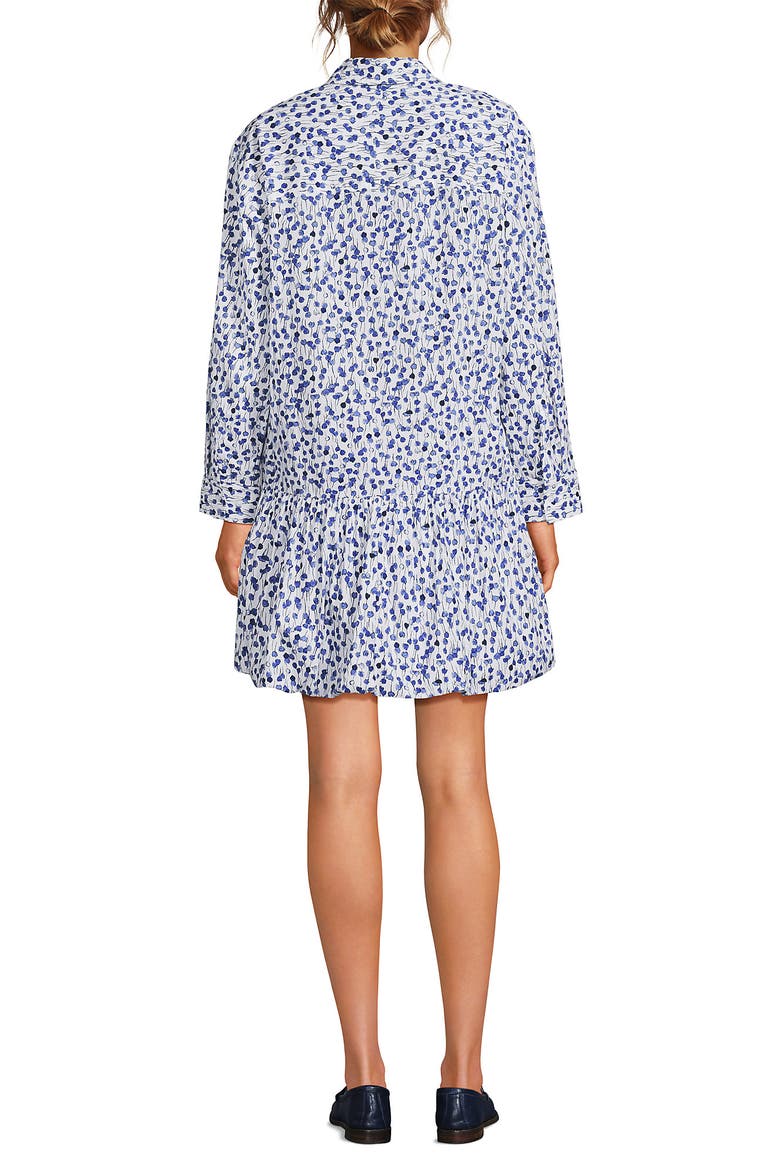 Flounce Button Front Shirt Dress, Alternate, color, Blue Floral/White