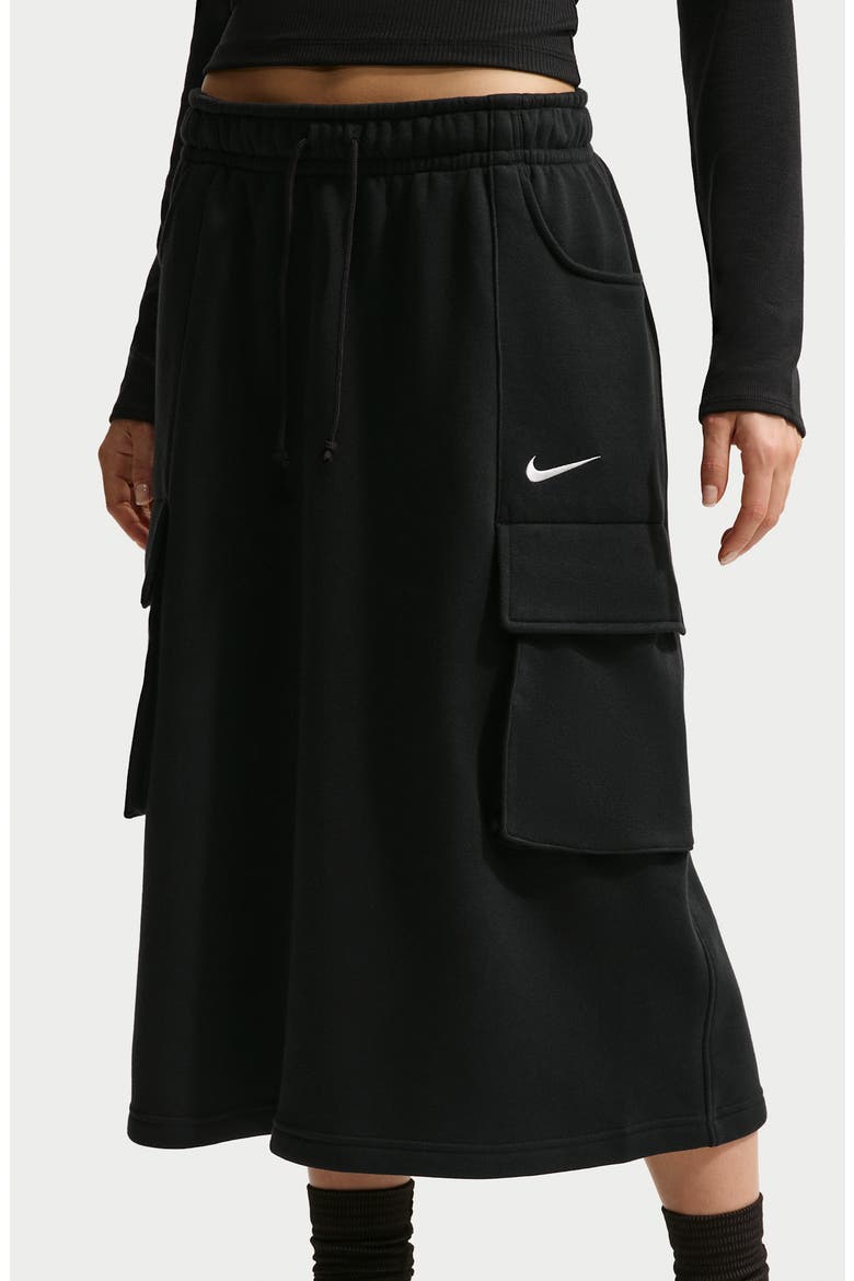Sportswear Phoenix Fleece Cargo Skirt, Alternate, color, BLACK/ SAIL