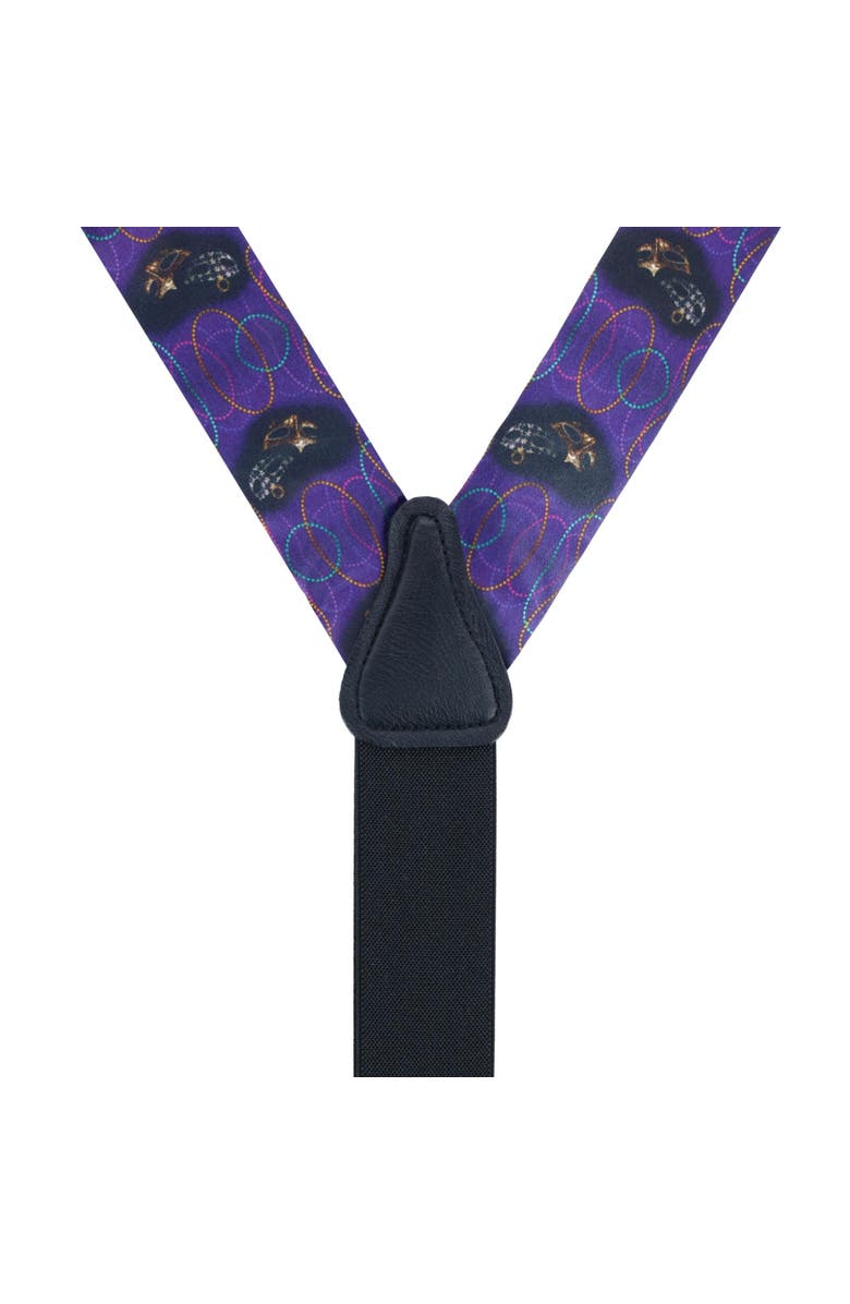 Trafalgar Mardi Gras Celebration Silk Button End Suspenders, Alternate, color, Purple