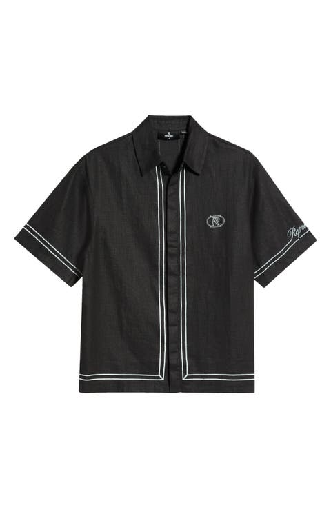 Border Stripe Cotton Button-up Shirt