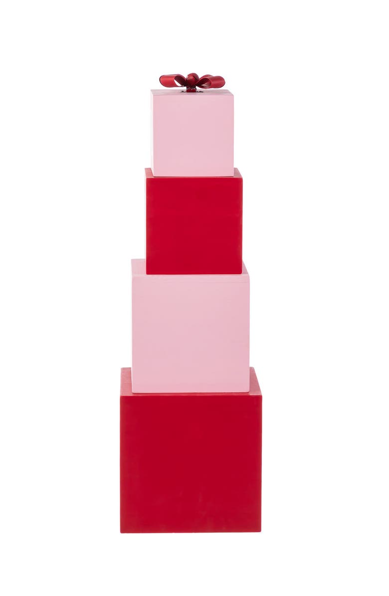 Glitzhome 25"H Valentine's Wooden Double-Sided LOVE Boxed Porch Decor, Alternate, color, Red