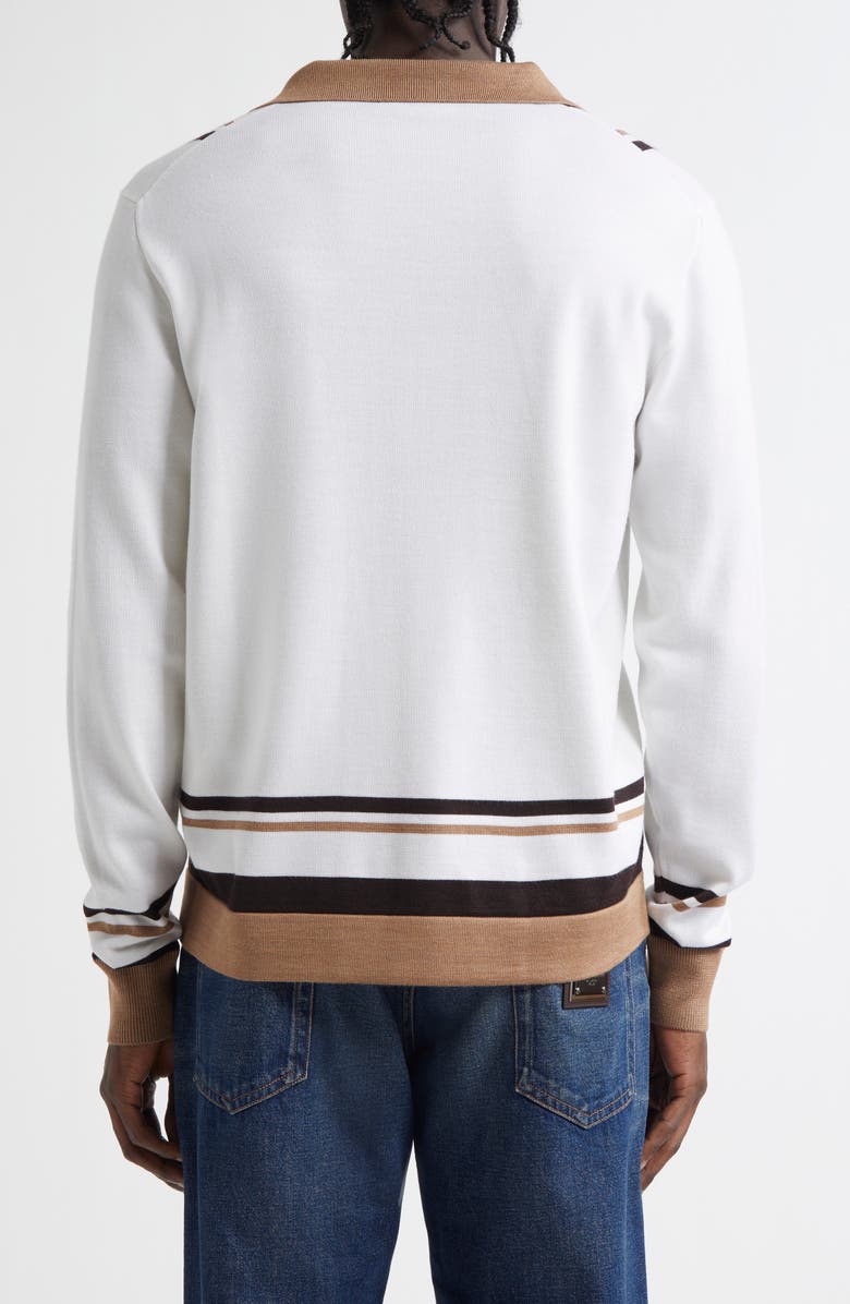 Dolce&Gabbana Colorblock Virgin Wool & Silk Cardigan, Alternate, color, Latte/ Marrone/ Beige