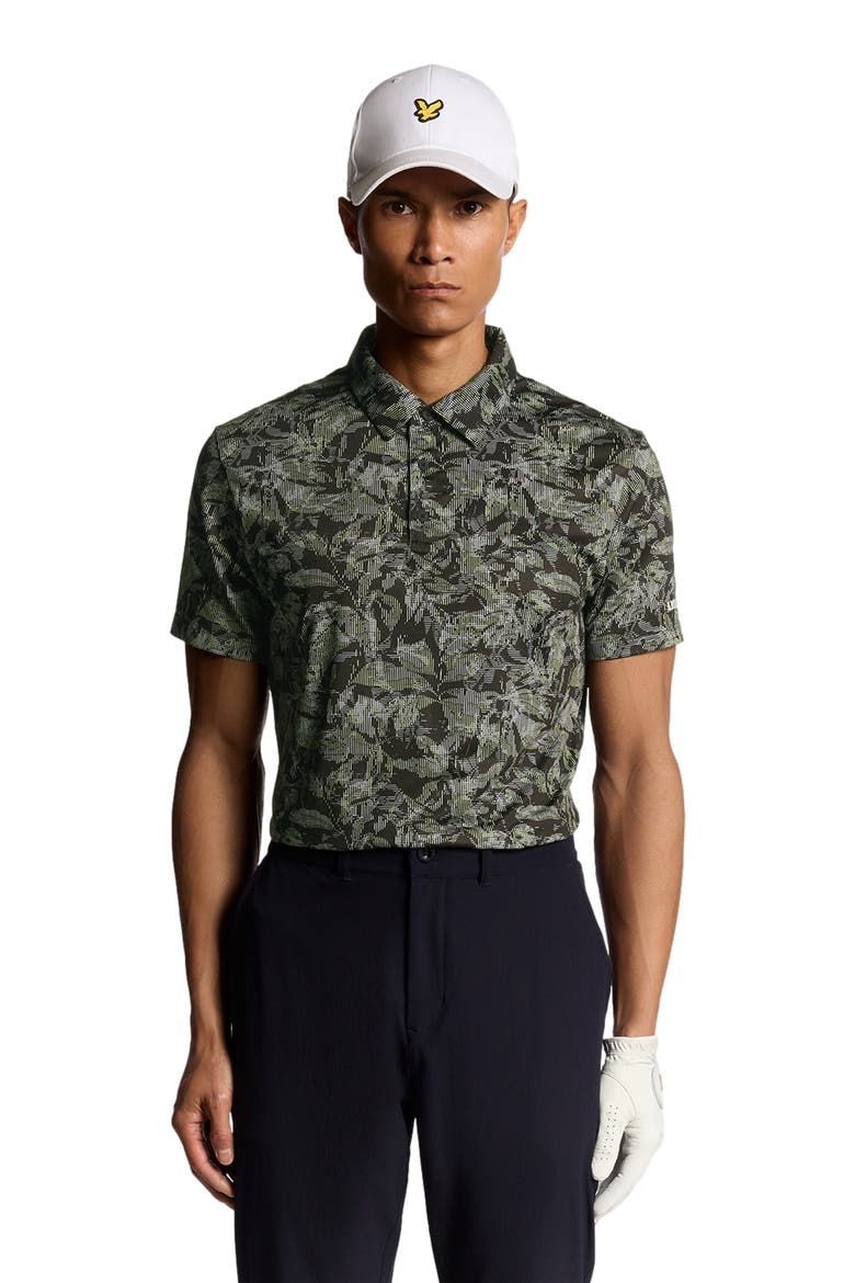 Golf Digital Floral Polo Shirt, Alternate, color, Jet Black