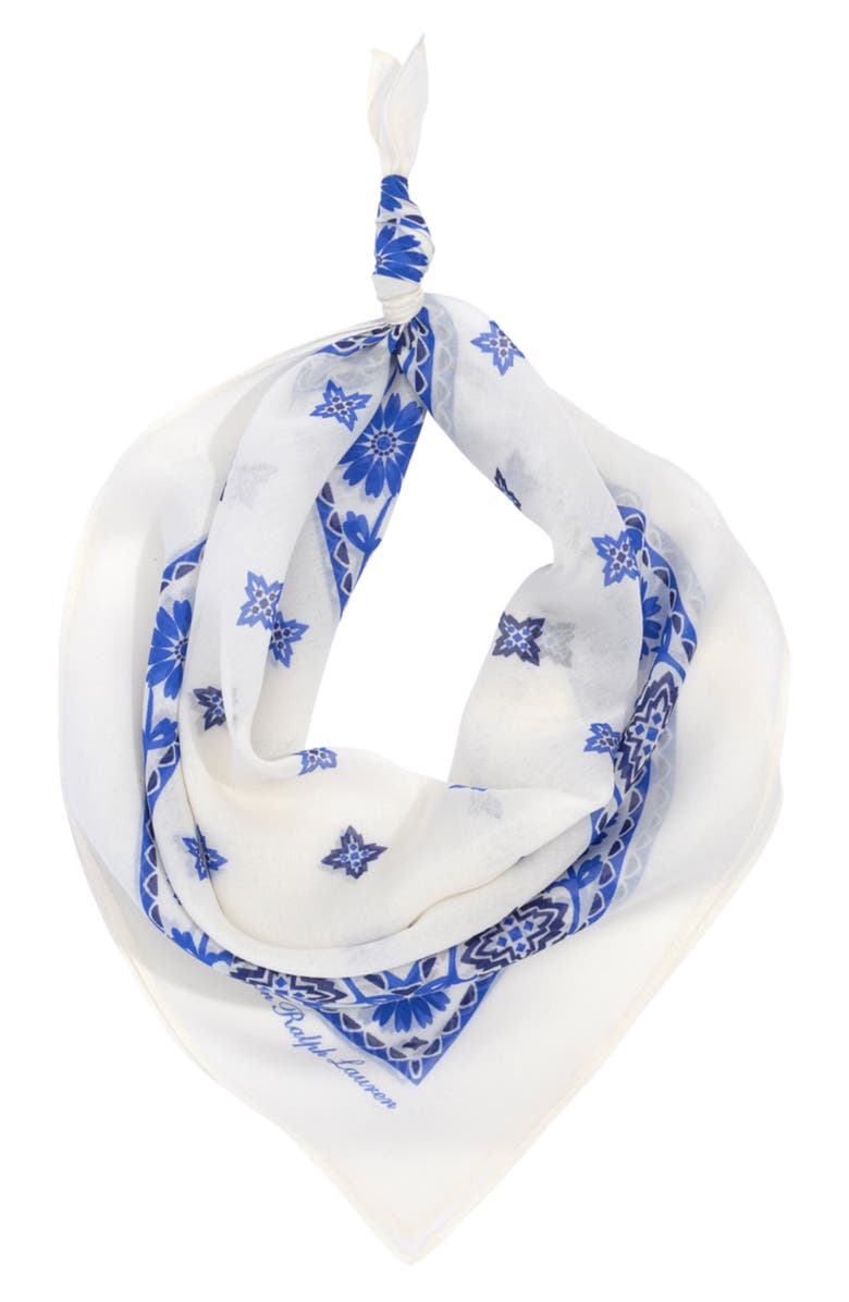 Lauren Ralph Lauren Cotton & Silk Square Bandana, Main, color, 