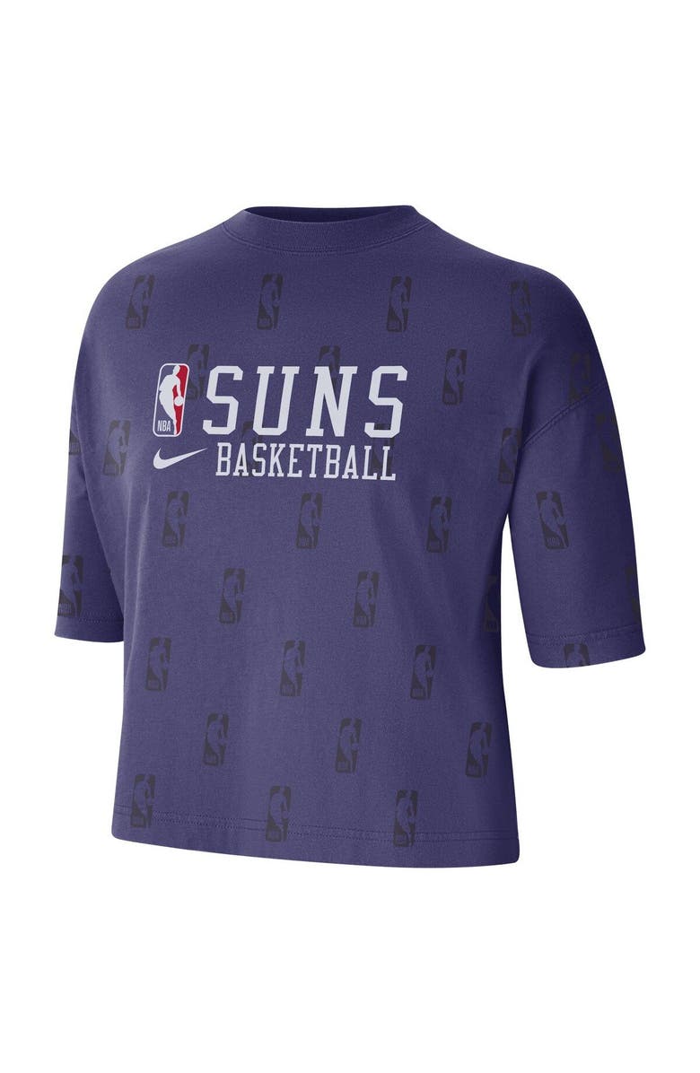 Nike Women's Nike Purple Phoenix Suns Allover NBA Logo Boxy T-Shirt, Alternate, color, Purple